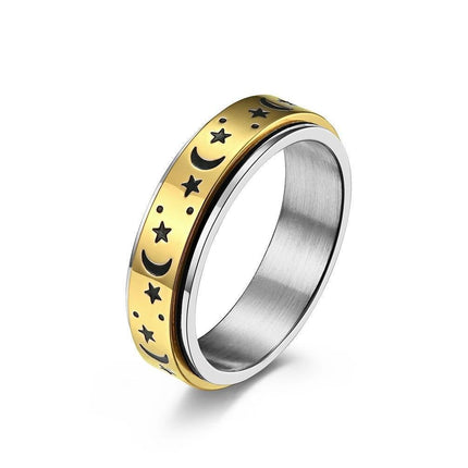 new Anxiety Fidget rings 6mm Stainless Steel Moon Star Spinner Ring for Women Men Size 512 11