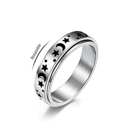 new Anxiety Fidget rings 6mm Stainless Steel Moon Star Spinner Ring for Women Men Size 512 11