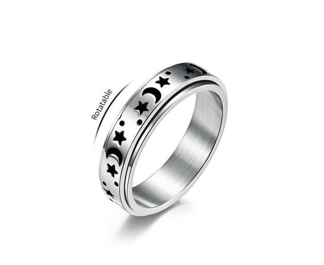 new Anxiety Fidget rings 6mm Stainless Steel Moon Star Spinner Ring for Women Men Size 512 11 – product detail