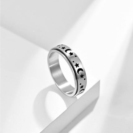 new Anxiety Fidget rings 6mm Stainless Steel Moon Star Spinner Ring for Women Men Size 512 11