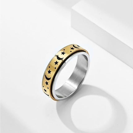 new Anxiety Fidget rings 6mm Stainless Steel Moon Star Spinner Ring for Women Men Size 512 11