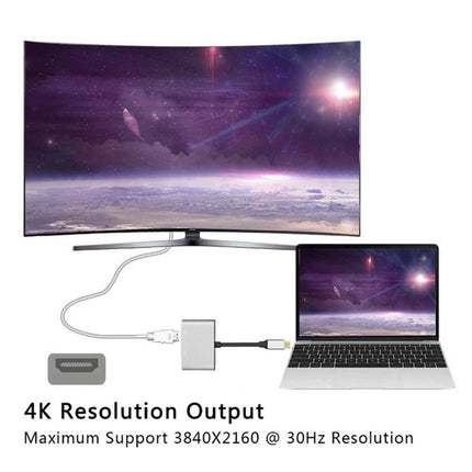 2 in 1 4K Ultra High Clarity USB 3.1 Type-C to HDMI-compatible VGA Converter Adapter for MacBook PC Silver