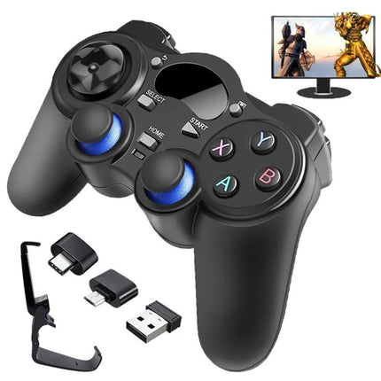 2.4G Wireless Gamepad with OTG Converter and Mobile Phone Holder for PS3 Phone Black