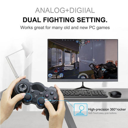 2.4G Wireless Gamepad with OTG Converter and Mobile Phone Holder for PS3 Phone Black