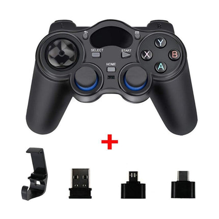 2.4G Wireless Gamepad with OTG Converter and Mobile Phone Holder for PS3 Phone Black