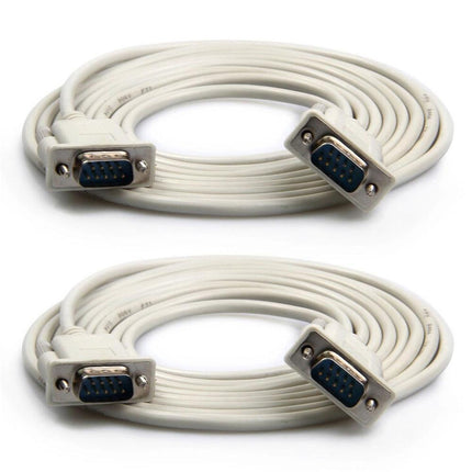 2Pcs 1.5/3/5m RS232 DB9 9Pin Serial Male to Male COM Port Data Converter Cable