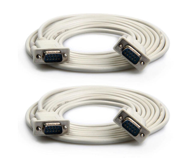 2Pcs 1.5/3/5m RS232 DB9 9Pin Serial Male to Male COM Port Data Converter Cable V1263-JX-1042