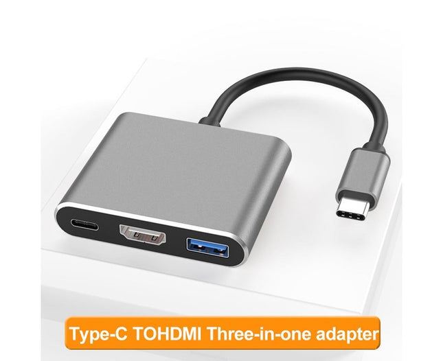 3 in 1 Portable Type-C Male to HDMI-compatible USB 3.0 Female Adapter Cable Converter Cord Black – product detail