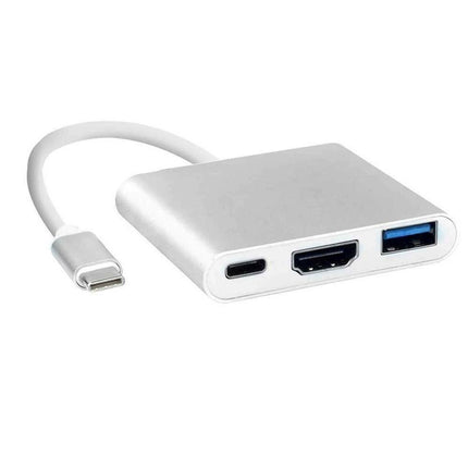 3 in 1 Portable Type-C Male to USB-C USB 3.0 4K HDMI-compatible Female Hub Adapter Cable Grey