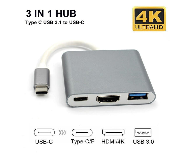 3 in 1 USB 3.1 Type-C to 4K UHD HDMI-compatible USB-C Hub Adapter Converter for Macbook As Shown – product detail