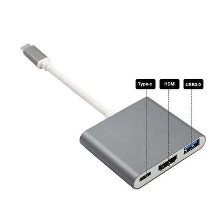 3 in 1 USB 3.1 Type-C to 4K UHD HDMI-compatible USB-C Hub Adapter Converter for Macbook As Shown