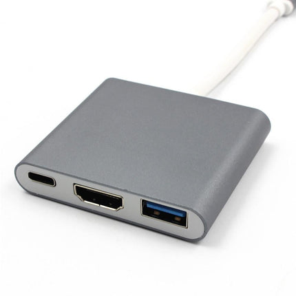 3 in 1 USB 3.1 Type-C to 4K UHD HDMI-compatible USB-C Hub Adapter Converter for Macbook As Shown