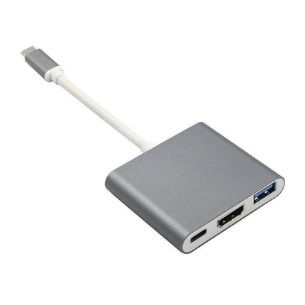 3 in 1 USB 3.1 Type-C to 4K UHD HDMI-compatible USB-C Hub Adapter Converter for Macbook As Shown