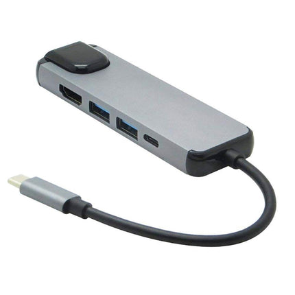 5 in 1 Type C to 4K HDMI-compatible USB 3.0 Charging Hub Adapter Converter for MacBook Pro Silver Grey