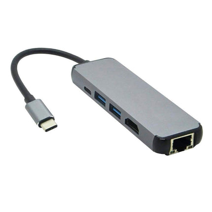 5 in 1 Type C to 4K HDMI-compatible USB 3.0 Charging Hub Adapter Converter for MacBook Pro Silver Grey