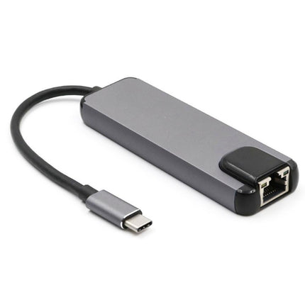 5 in 1 Type C to 4K HDMI-compatible USB 3.0 Charging Hub Adapter Converter for MacBook Pro Silver Grey