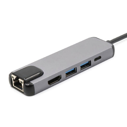 5 in 1 Type C to 4K HDMI-compatible USB 3.0 Charging Hub Adapter Converter for MacBook Pro Silver Grey