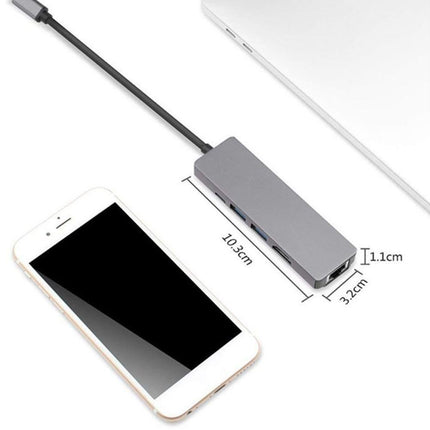 5 in 1 Type C to 4K HDMI-compatible USB 3.0 Charging Hub Adapter Converter for MacBook Pro Silver Grey