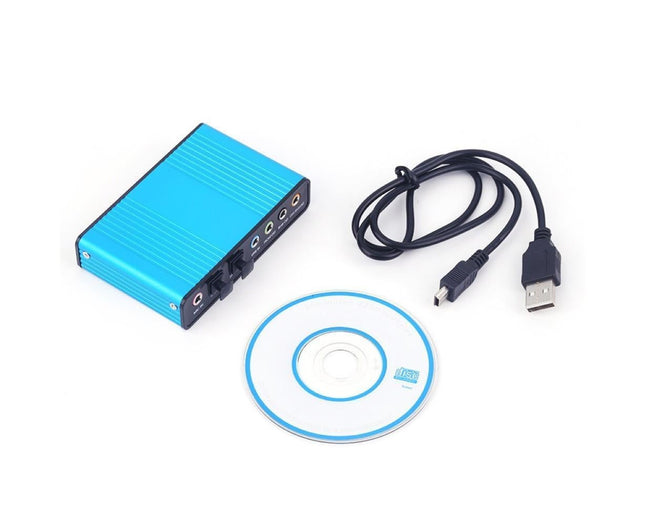 6 Channel USB 2.0 External 5.1 Optical S/PDIF Audio Sound Card Adapter for Win7 Blue V1263-JX-1053