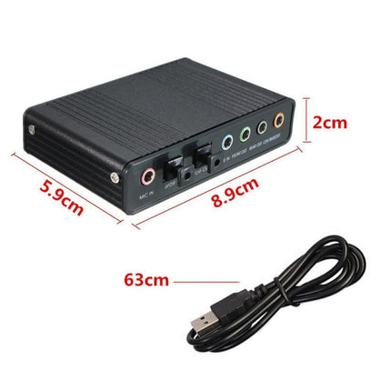 6 Channel USB 2.0 External 5.1 Optical S/PDIF Audio Sound Card Adapter for Win7 Blue