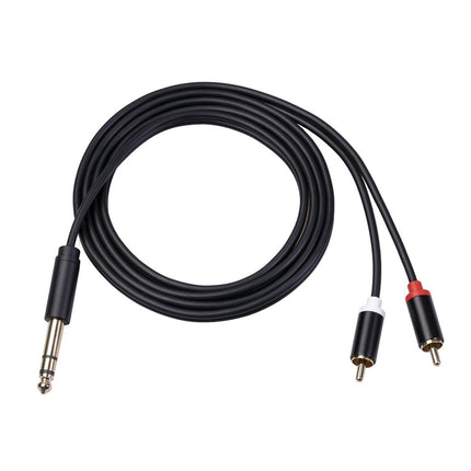 6.35mm Male to 2 RCA Male Audio Cable Copper Conductor Stereo Wire Cord for Sound Mixing Console Black