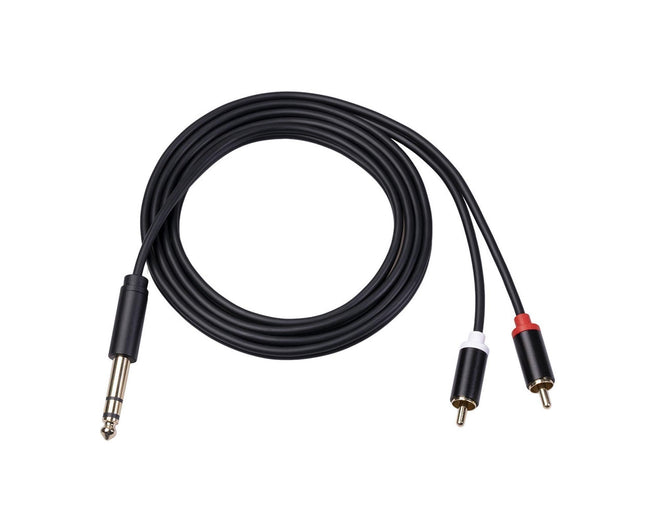 6.35mm Male to 2 RCA Male Audio Cable Copper Conductor Stereo Wire Cord for Sound Mixing Console Black