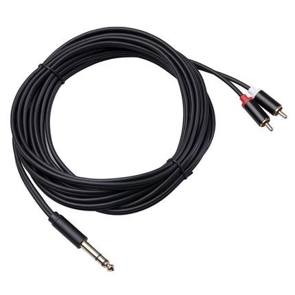 6.35mm Male to 2 RCA Male Audio Cable Copper Conductor Stereo Wire Cord for Sound Mixing Console Black