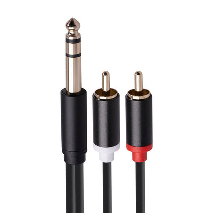 6.35mm Male to 2 RCA Male Audio Cable Copper Conductor Stereo Wire Cord for Sound Mixing Console Black
