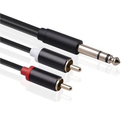 6.35mm Male to 2 RCA Male Audio Cable Copper Conductor Stereo Wire Cord for Sound Mixing Console Black