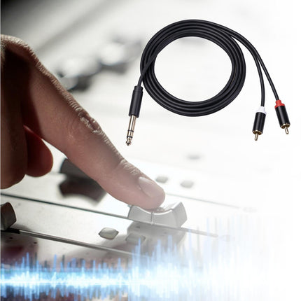6.35mm Male to 2 RCA Male Audio Cable Copper Conductor Stereo Wire Cord for Sound Mixing Console Black
