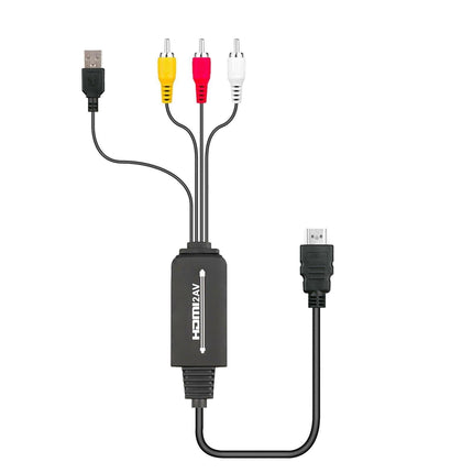 AV Adapter Plug and Play High Speed ABS HDMI-compatible to 3 RCA Converter for Computer Black