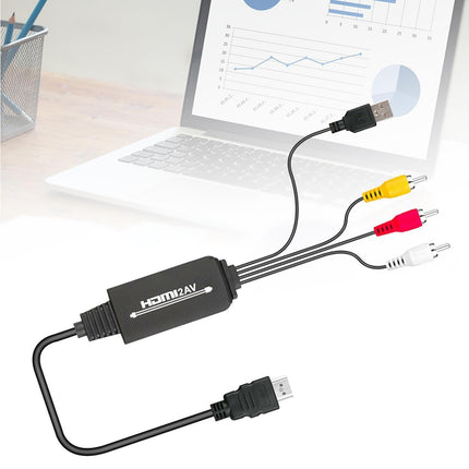 AV Adapter Plug and Play High Speed ABS HDMI-compatible to 3 RCA Converter for Computer Black