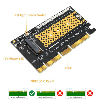 Converter Board Driver-free High Strength with Cool Light NVME SSD to PCI-E Adapter Card Cooling Sheet for Desktop Golden