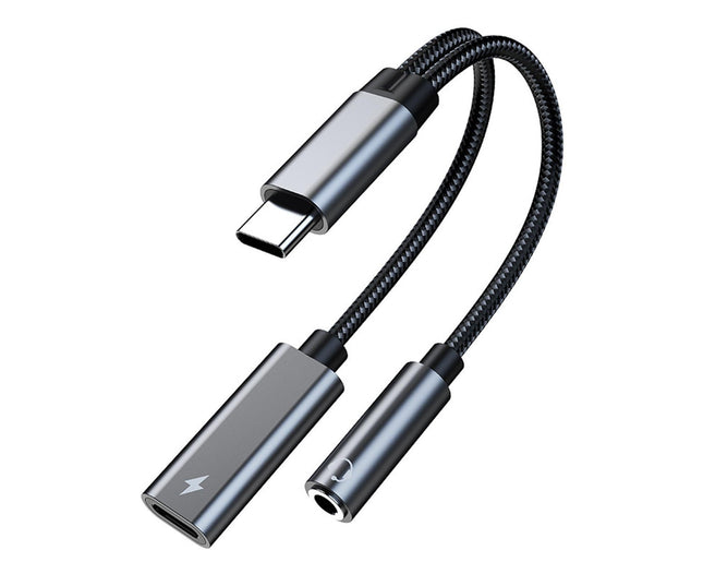 Converter Cable Multifunctional Noise Reduction Braided 2 in 1 Type-C to 3.5mm PD60W Converter Wire for