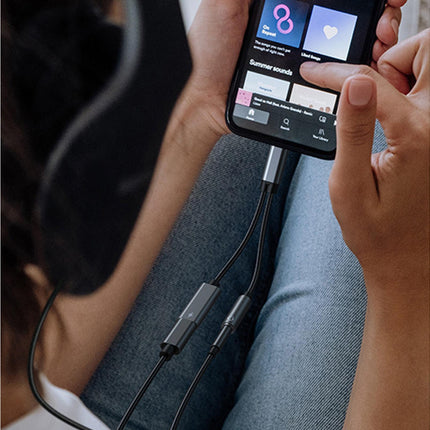 Converter Cable Multifunctional Noise Reduction Braided 2 in 1 Type-C to 3.5mm PD60W Converter Wire for Smartphone Silver Gray