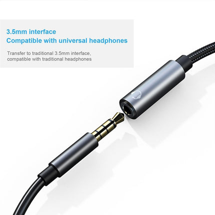 Converter Cable Multifunctional Noise Reduction Braided 2 in 1 Type-C to 3.5mm PD60W Converter Wire for Smartphone Silver Gray