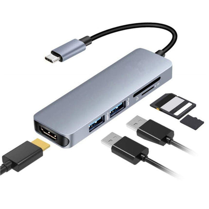 Docking Station High-speed Transmission Data Transfer Plug Play Type-C to HDMI-compatible USB Adapter Hub Dock for Office Grey