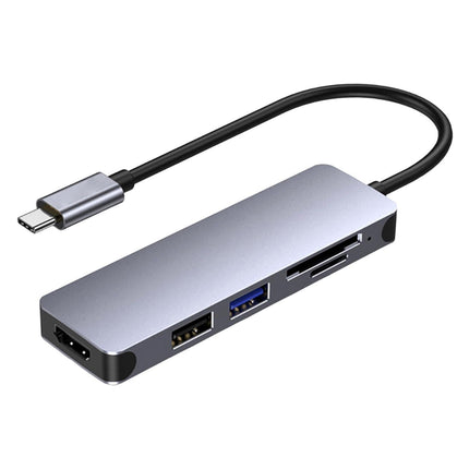 Docking Station High-speed Transmission Data Transfer Plug Play Type-C to HDMI-compatible USB Adapter Hub Dock for Office Grey