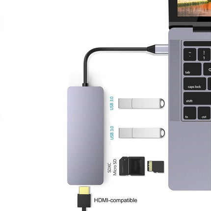Docking Station High-speed Transmission Data Transfer Plug Play Type-C to HDMI-compatible USB Adapter Hub Dock for Office Grey