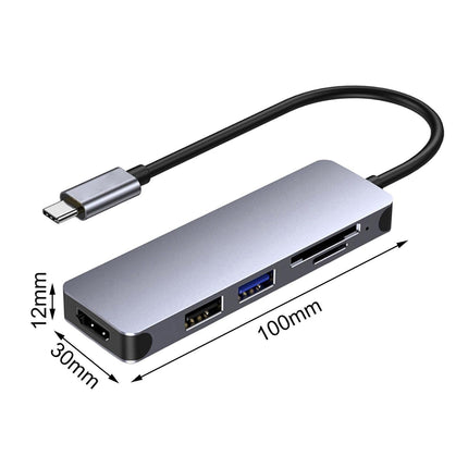 Docking Station High-speed Transmission Data Transfer Plug Play Type-C to HDMI-compatible USB Adapter Hub Dock for Office Grey