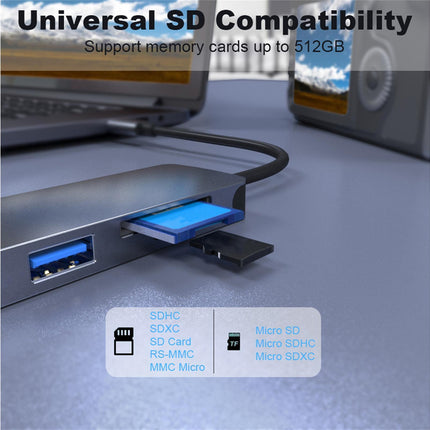 Docking Station High-speed Transmission Data Transfer Plug Play Type-C to HDMI-compatible USB Adapter Hub Dock for Office Grey