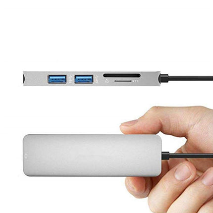 Docking Station High-speed Transmission Data Transfer Plug Play Type-C to HDMI-compatible USB Adapter Hub Dock for Office Grey