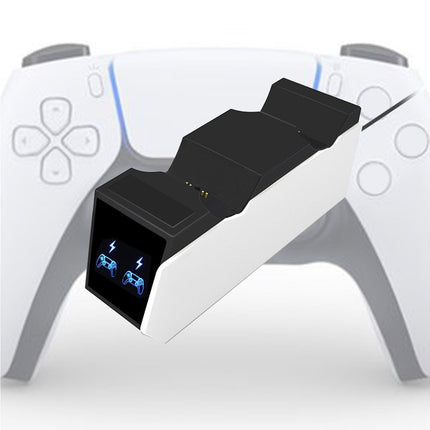 Durable Charging Stand Controller Fast Dual Charger for PlayStation 5 Gamepad Black White