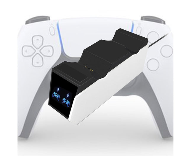 Durable Charging Stand Controller Fast Dual Charger for PlayStation 5 Gamepad Black White V1263-JX-1071