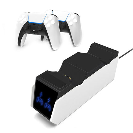 Durable Charging Stand Controller Fast Dual Charger for PlayStation 5 Gamepad Black White