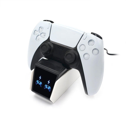 Durable Charging Stand Controller Fast Dual Charger for PlayStation 5 Gamepad Black White