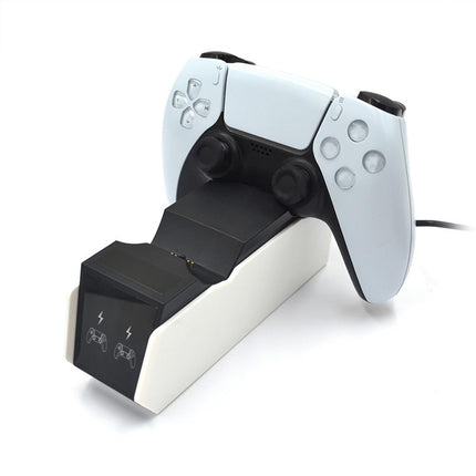 Durable Charging Stand Controller Fast Dual Charger for PlayStation 5 Gamepad Black White