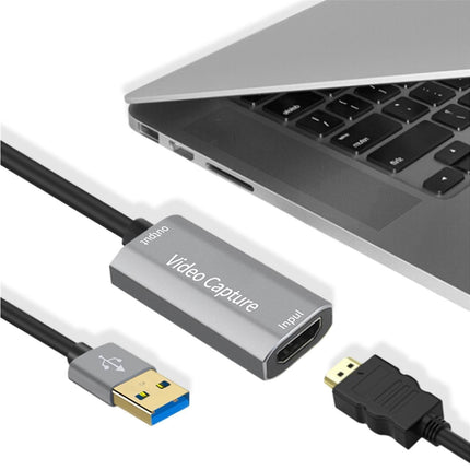 HDMI-compatible to USB Video Capture Card Game Camera Recorder Live Streaming Webcasting Grey