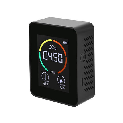 LED Backlit Carbon Dioxide Real-time Detection Detector Infrared Monitor with LCD Screen for Home Black