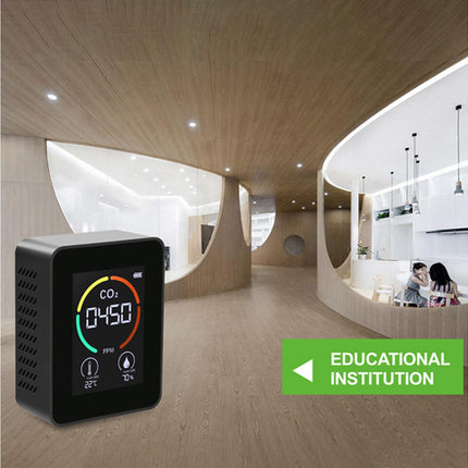 LED Backlit Carbon Dioxide Real-time Detection Detector Infrared Monitor with LCD Screen for Home Black